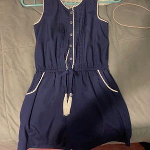 Navy and white romper.